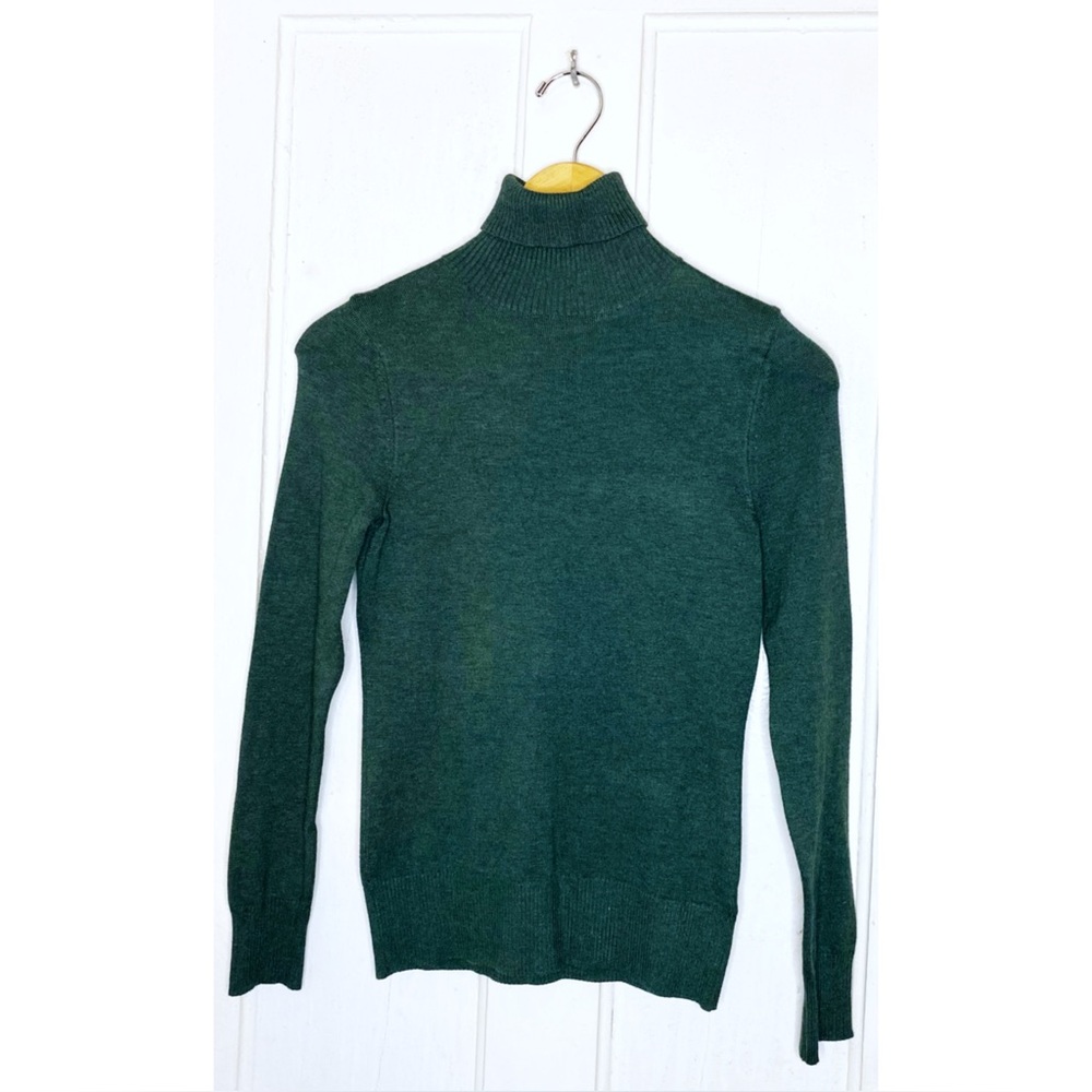 Merona : size : XS : deep dark forest green ribbed trim turtleneck sweater